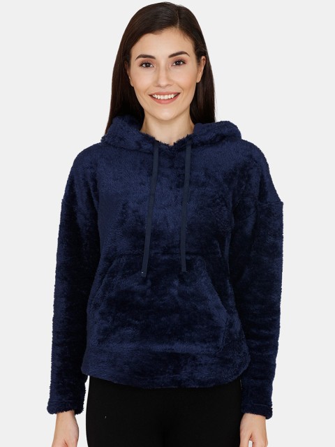 

Zivame Women Navy Blue Solid Sweatshirt