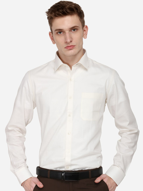 

JADE BLUE Men Cream-Coloured Regular Fit Solid Formal Shirt