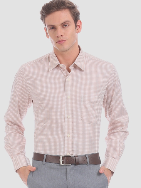 

Arrow Men Beige Regular Fit Striped Semiformal Shirt