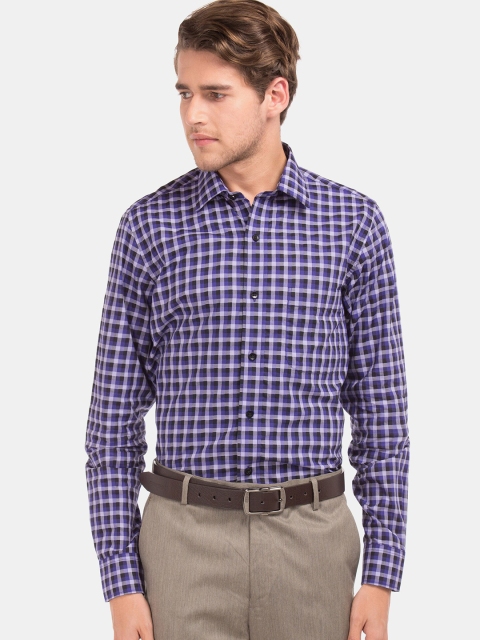 

Arrow Men Blue & Grey Regular Fit Checked Formal Shirt