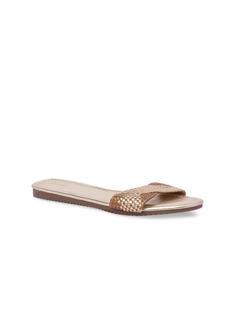 

Inc 5 Women Gold-Toned Embellished Open Toe Flats