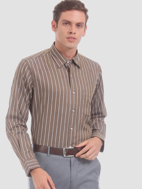

Arrow Men Brown Regular Fit Striped Formal Shirt