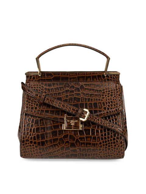 

Da Milano Brown Textured Handheld Leather Bag