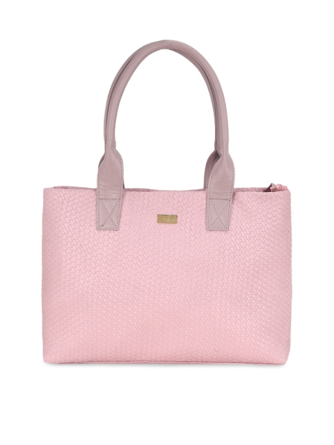 

yelloe Pink Textured Tote Bag