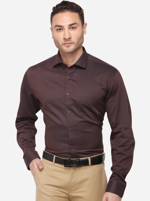 

JADE BLUE Men Brown Regular Fit Self Design Formal Shirt
