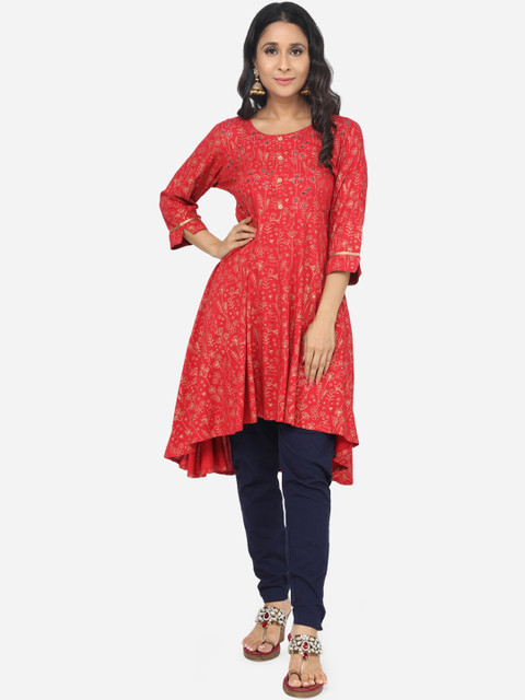 

Paislei Women Red Printed A-Line Kurta