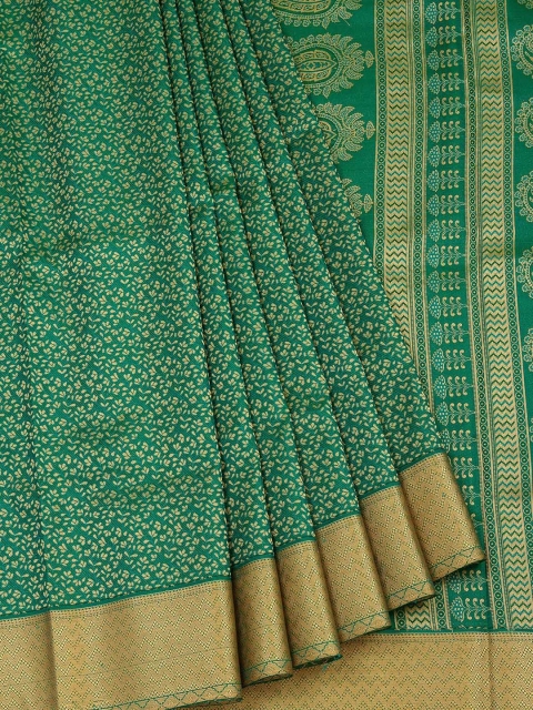 

Vijayalakshmi Silks Green & Gold Pure Silk Printed Saree