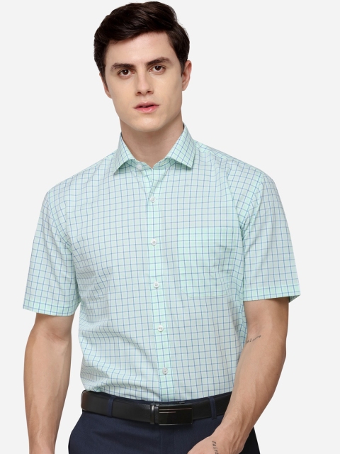 

JADE BLUE Men Green & Blue Regular Fit Checked Formal Shirt