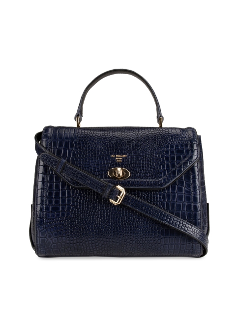 

Da Milano Navy Blue Animal Textured Handheld Bag