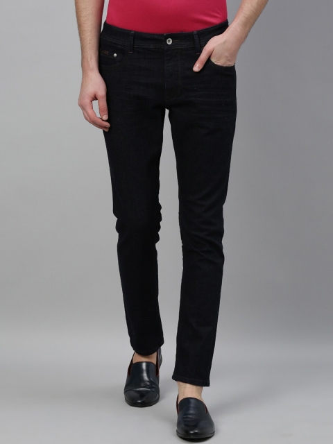 

RARE RABBIT Men Black Slim Fit Mid-Rise Low Distress Jeans