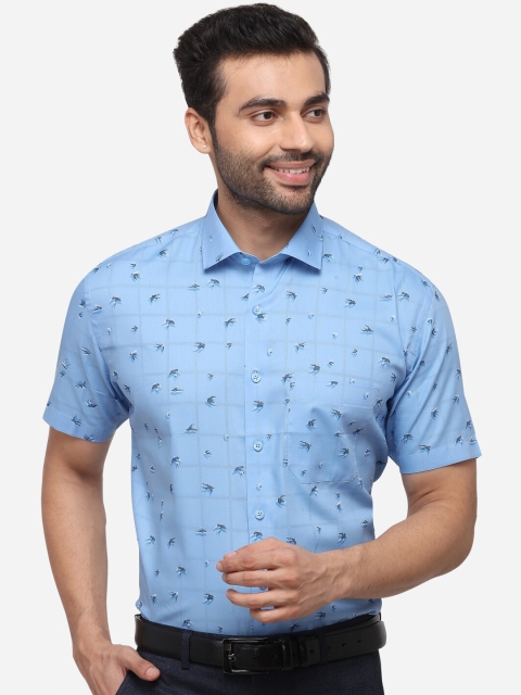 

JADE BLUE Men Blue & Black Regular Fit Printed Semiformal Shirt