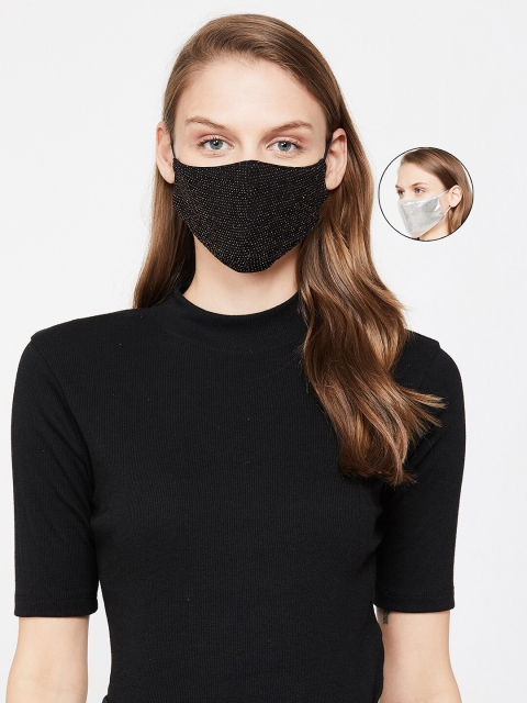 

Ginger by Lifestyle Women Pack Of 2 Reusable 2-Ply Cloth Mask, Black