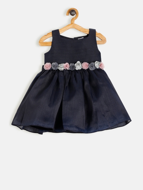 

Aomi Girls Navy Blue Solid Fit and Flare Dress