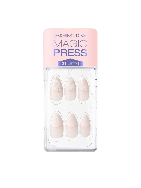 

Dashing Diva Beige Magicpress Cream Marble Artificial Nails