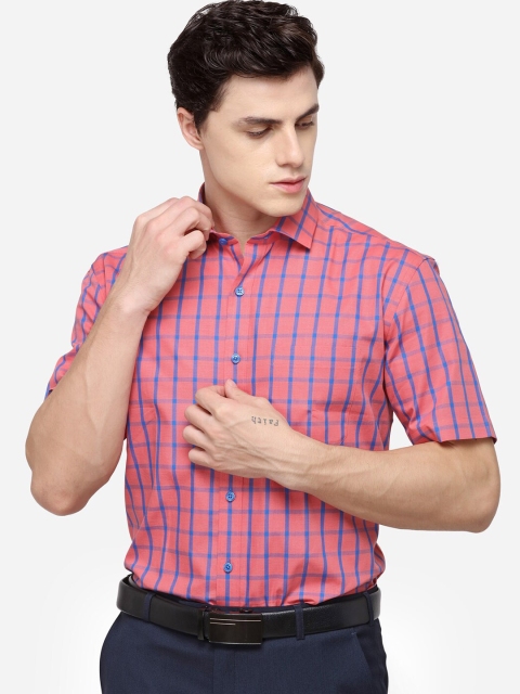 

JADE BLUE Men Pink & Blue Regular Fit Checked Casual Shirt