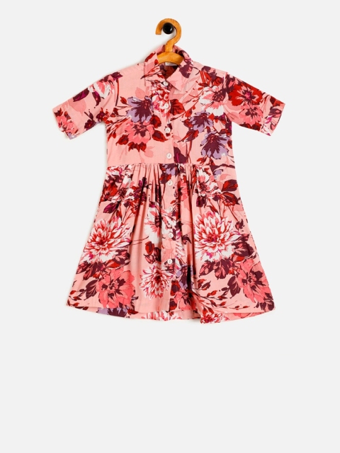 

Aomi Girls Pink & Red Floral Printed Shirt Dress