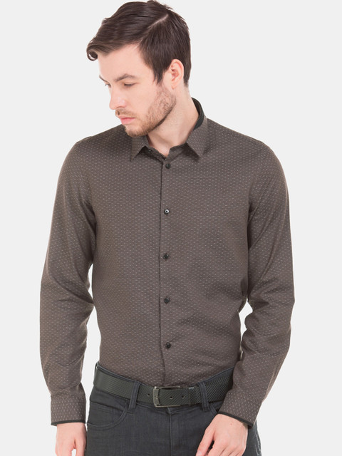 

Arrow Men Brown Slim Fit Self Design Formal Shirt