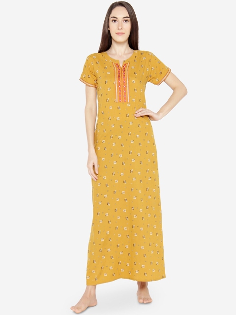 

Sand Dune Yellow Printed Nightdress
