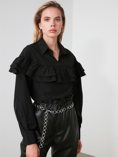 

TRENDYOL COLLECTION Women Black Solid Top