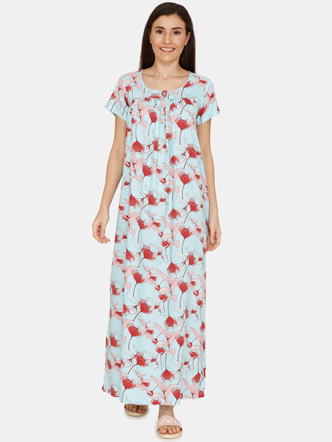 

Zivame Blue & Red Printed Nightdress