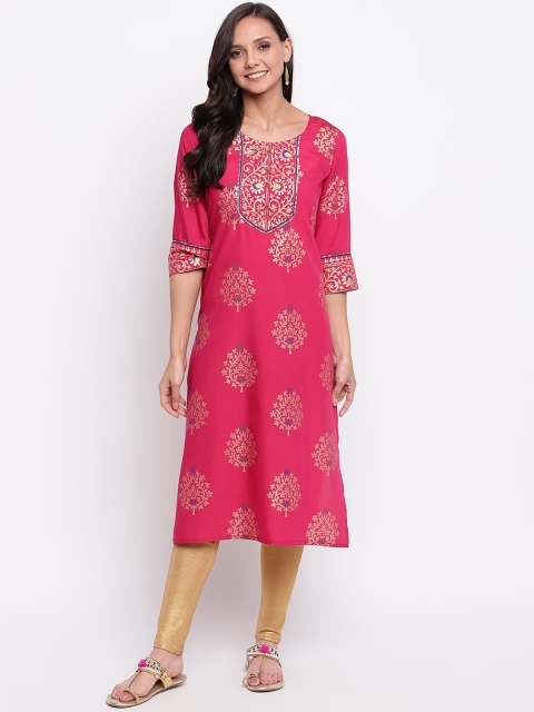 

Napra Women Magenta Printed A-Line Kurta