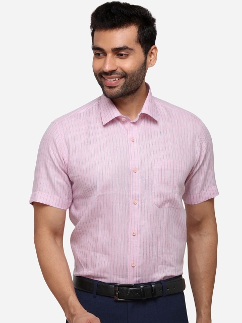 

JADE BLUE Men Pink & Blue Regular Fit Striped Formal Shirt
