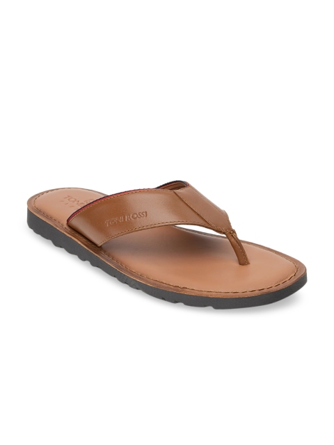

TONI ROSSI Men Tan Brown Leather Sandals