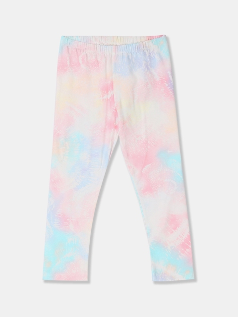 

The Childrens Place Girls Pink & Blue Printed Ankle-Length Leggings