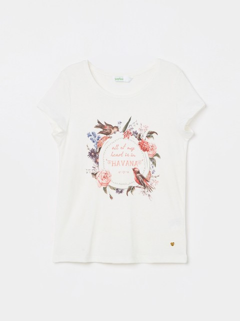 

Bossini Girls White Printed Top