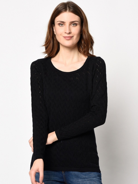 98 Degree North Women Black Solid Pullover Sweater