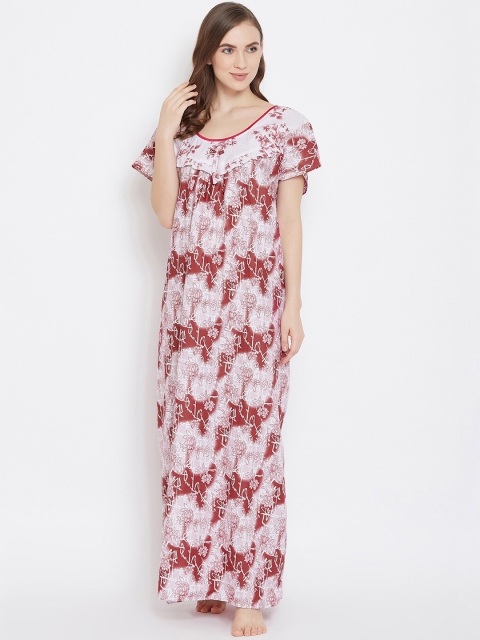 

Clovia Maroon & White Printed Nightdress