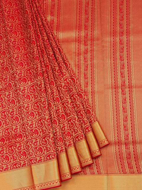 

Vijayalakshmi Silks Red & Gold Pure Silk Printed Saree