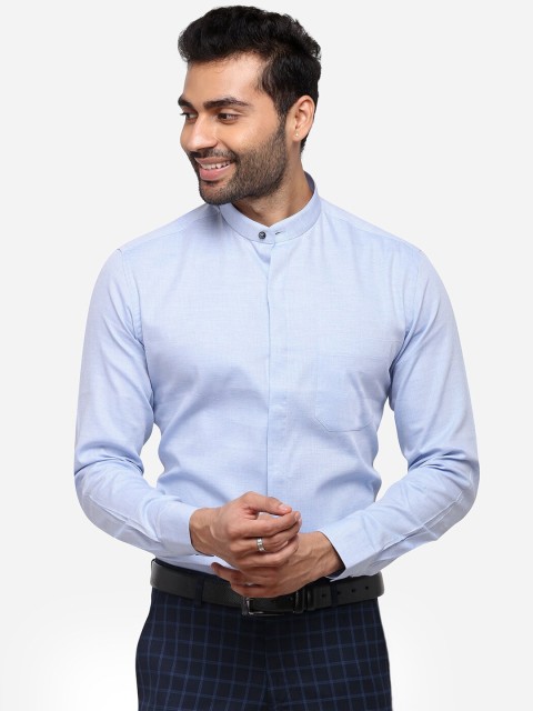 

JADE BLUE Men Blue Regular Fit Solid Linen Formal Shirt