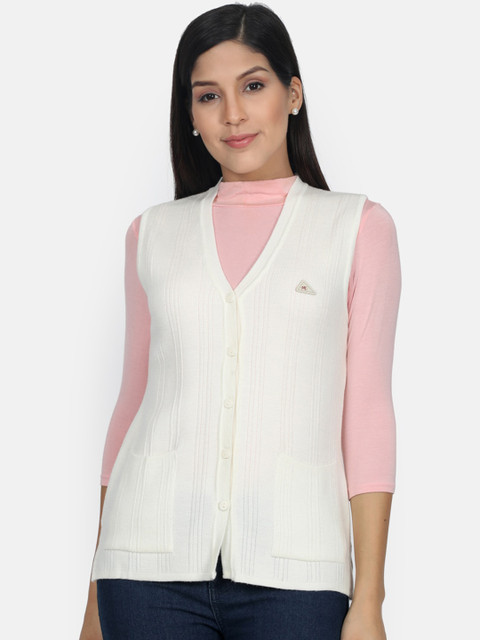 

Monte Carlo Women White Solid Sweater Vest