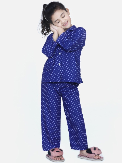 

KID1 Girls Blue Printed Night suit