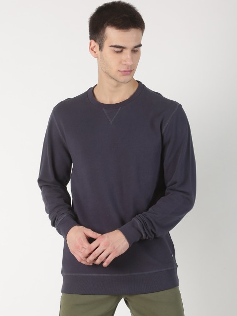 

Soul Space Men Navy Blue Solid Organic Cotton Sweatshirt