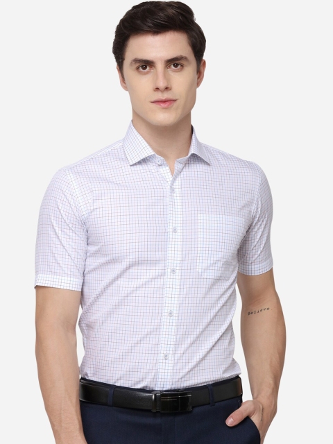 

JADE BLUE Men White & Blue Regular Fit Checked Formal Shirt