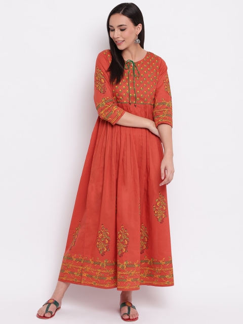 

Shakumbhari Women Orange Printed Maxi Dress