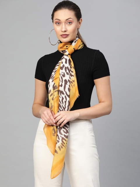 

DIVA WALK EXCLUSIVE Women Yellow & Off-White Printed Scarf