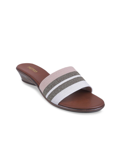 

Metro Women Pink & Grey Striped Wedges
