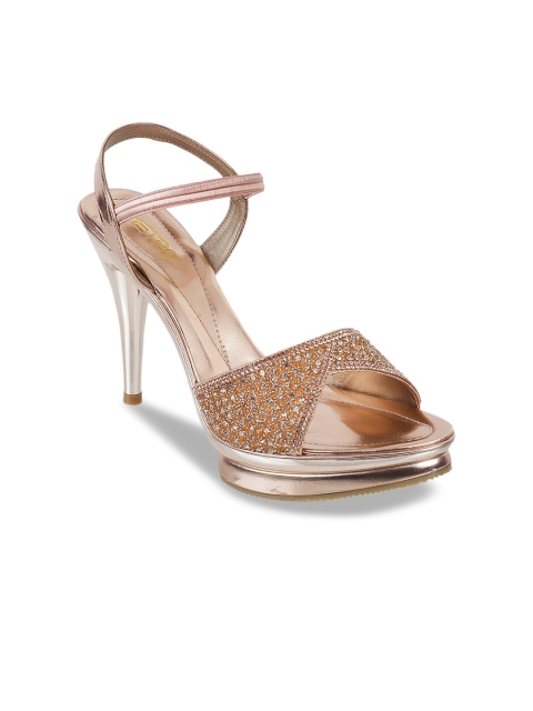 

Metro Women Rose Gold Embellished Peep Toes