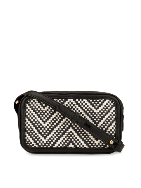 

Da Milano Black & White Textured Leather Sling Bag