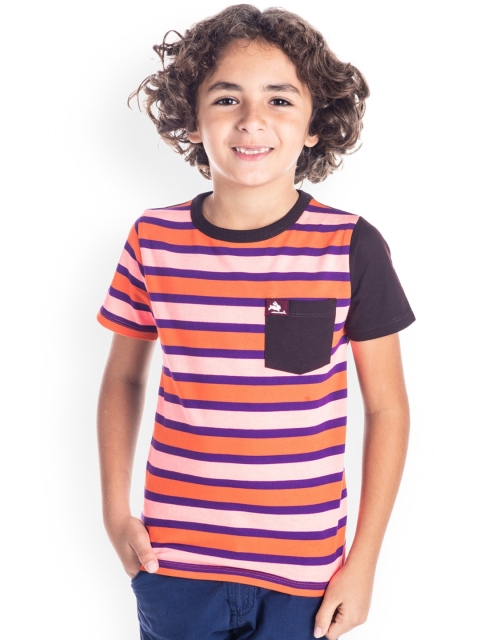 

Cherry Crumble Unisex Kids Pink & Red Striped Round Neck T-shirt