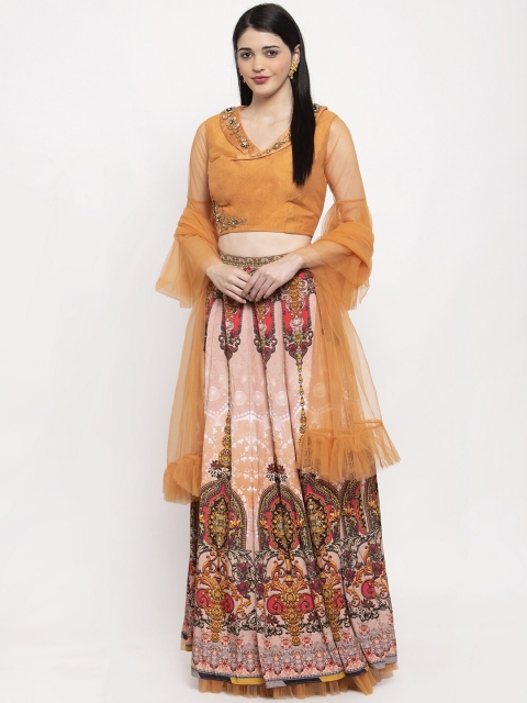 

KHALOM Orange Ready to Wear Lehenga & Blouse with Dupatta