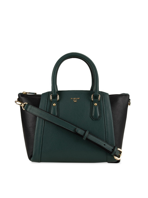 

Da Milano Green & Black Colourblocked Leather Handheld Bag