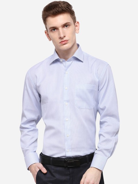 

JADE BLUE Men Blue & White Regular Fit Checked Formal Shirt