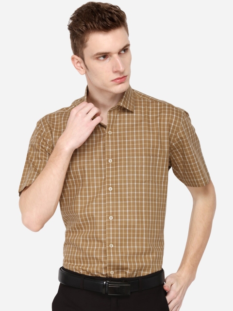

JADE BLUE Men Beige Regular Fit Checked Formal Shirt