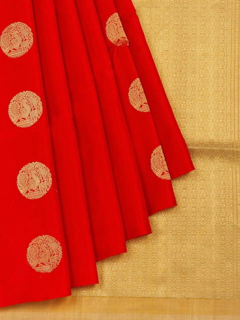 

Vijayalakshmi Silks Red & Gold Pure Silk Woven Design Saree