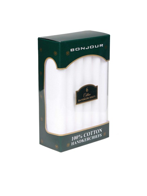 

Bonjour Men Pack Of 6 White Solid Cotton Handkerchiefs