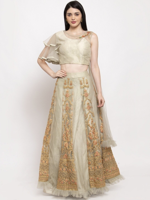 

KHALOM Green & Gold-Coloured Ready to Wear Lehenga with Blouse